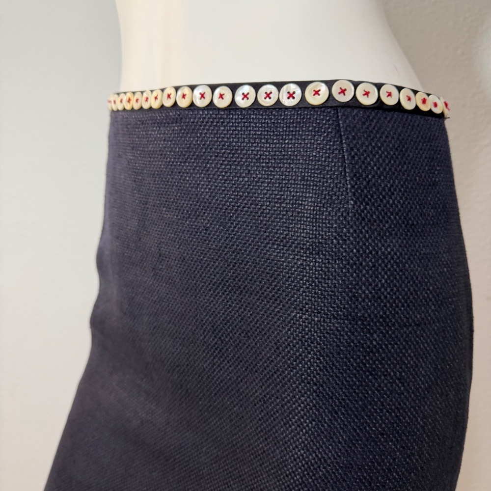 Alexander McQueen 2005 Archive Runway Indigo Linen Tailored Pencil Skirt 40 4-6 - Picture 8 of 15